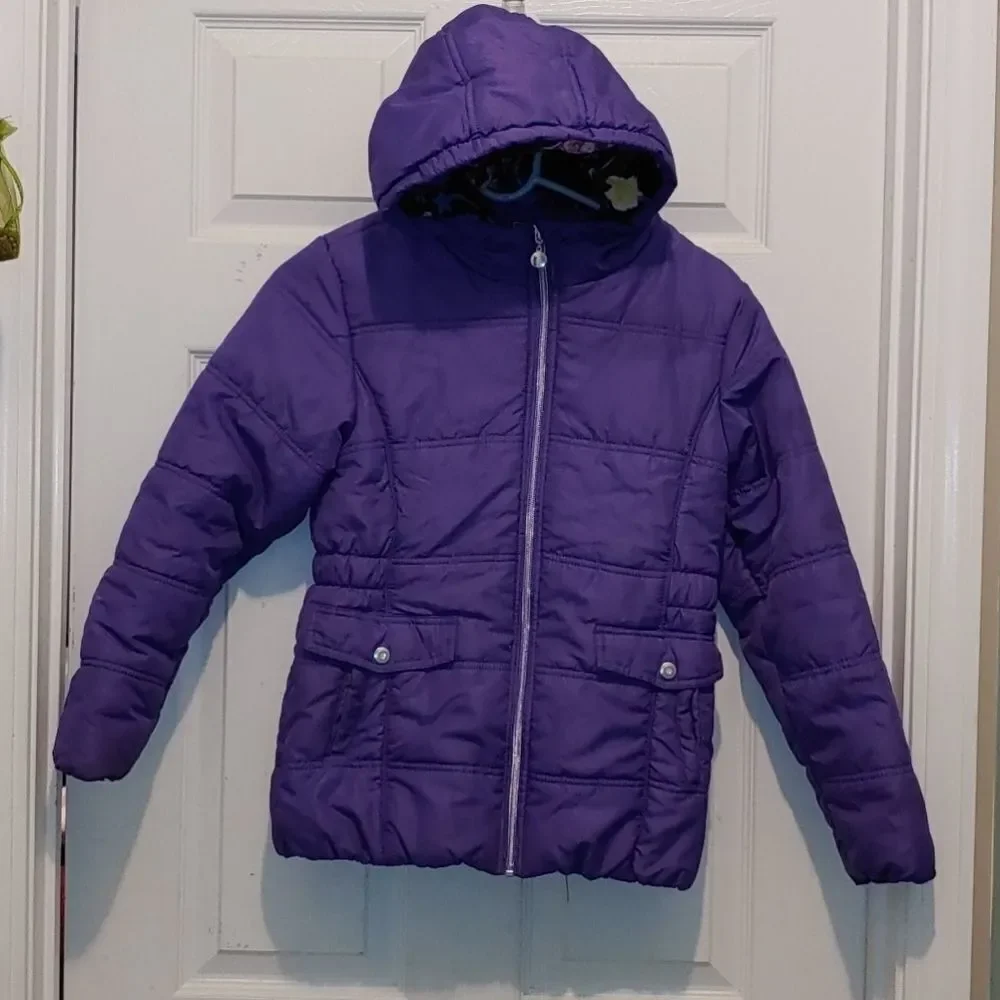 R 1881 By S. Rothschild purple hooded puffer coat